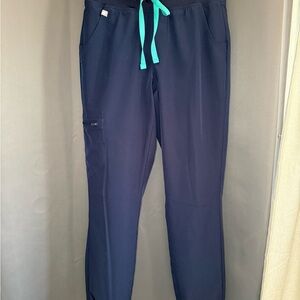 Figs women Navy Joggers with Teal Drawstring